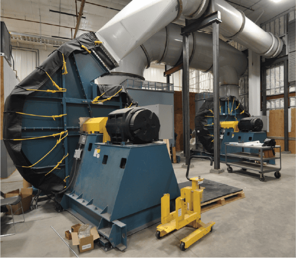 Ballistic shielding blankets used as rotating machinery protection.