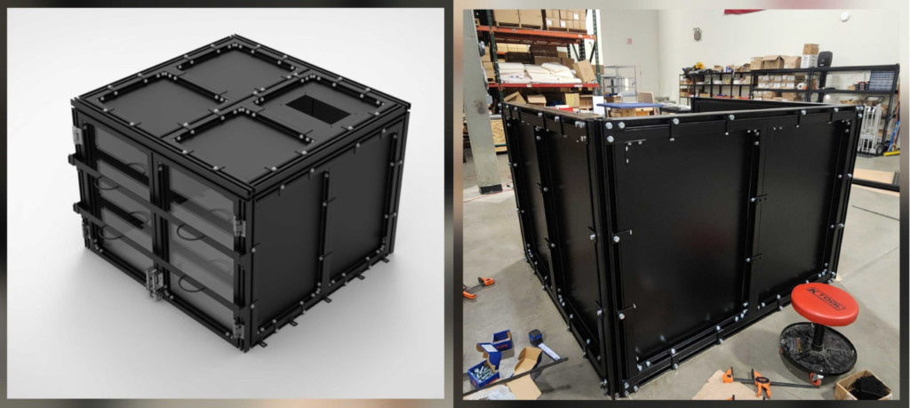 From render to finalized shielded enclosure designed and manufactured by the TotalShield team.