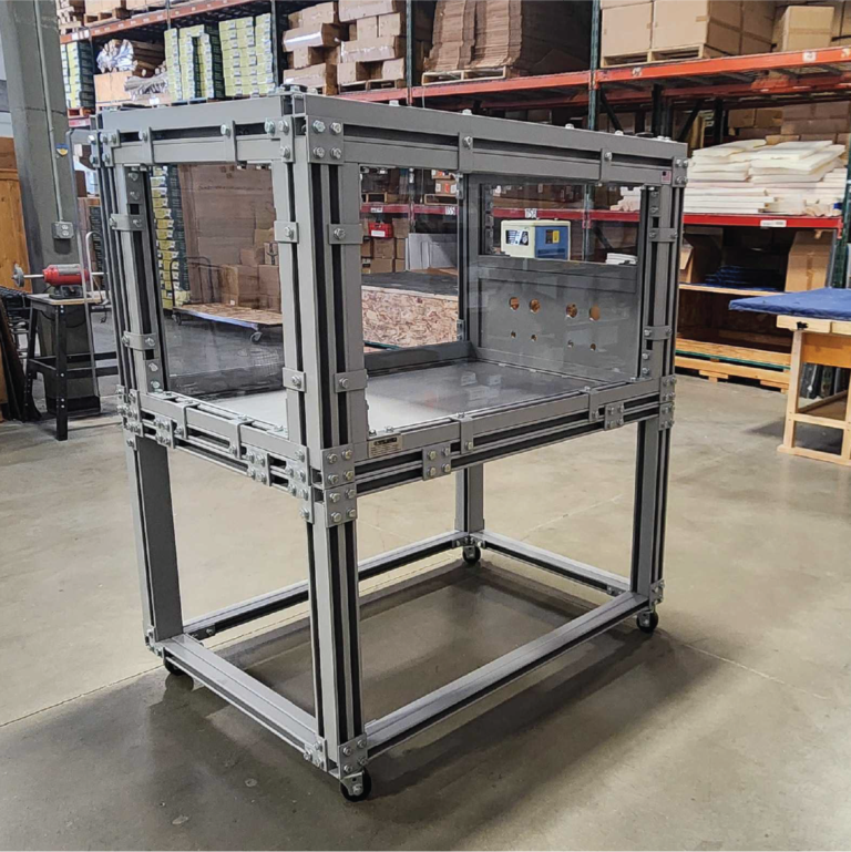 hydrotesting-protection-enclosure Hydrotesting pressure enclosure designed by TotalShield, custom-engineered to protect against overpressure.
