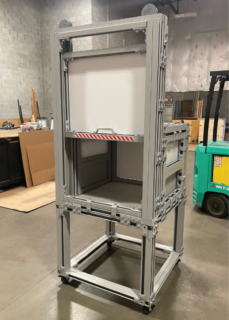 overpressure-impact-protection-enclosure Overpressure protection enclosure designed with mar-resistant panels.