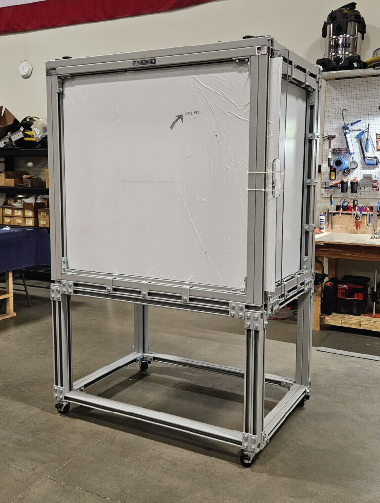 pressure-testing-enclosure-abrasion-resistant-panels Enclosure with abrasion-resistant panels designed and manufactured by TotalShield.